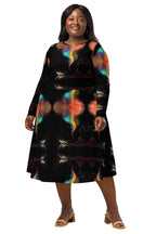 all over print abstract midi dress luxury street fashion vibe