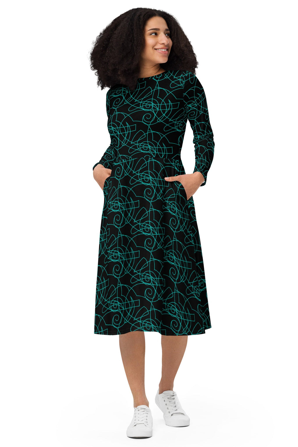 artistic abstract midi dress flowing fabric movement shot