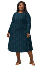 creative all over print midi dress front view