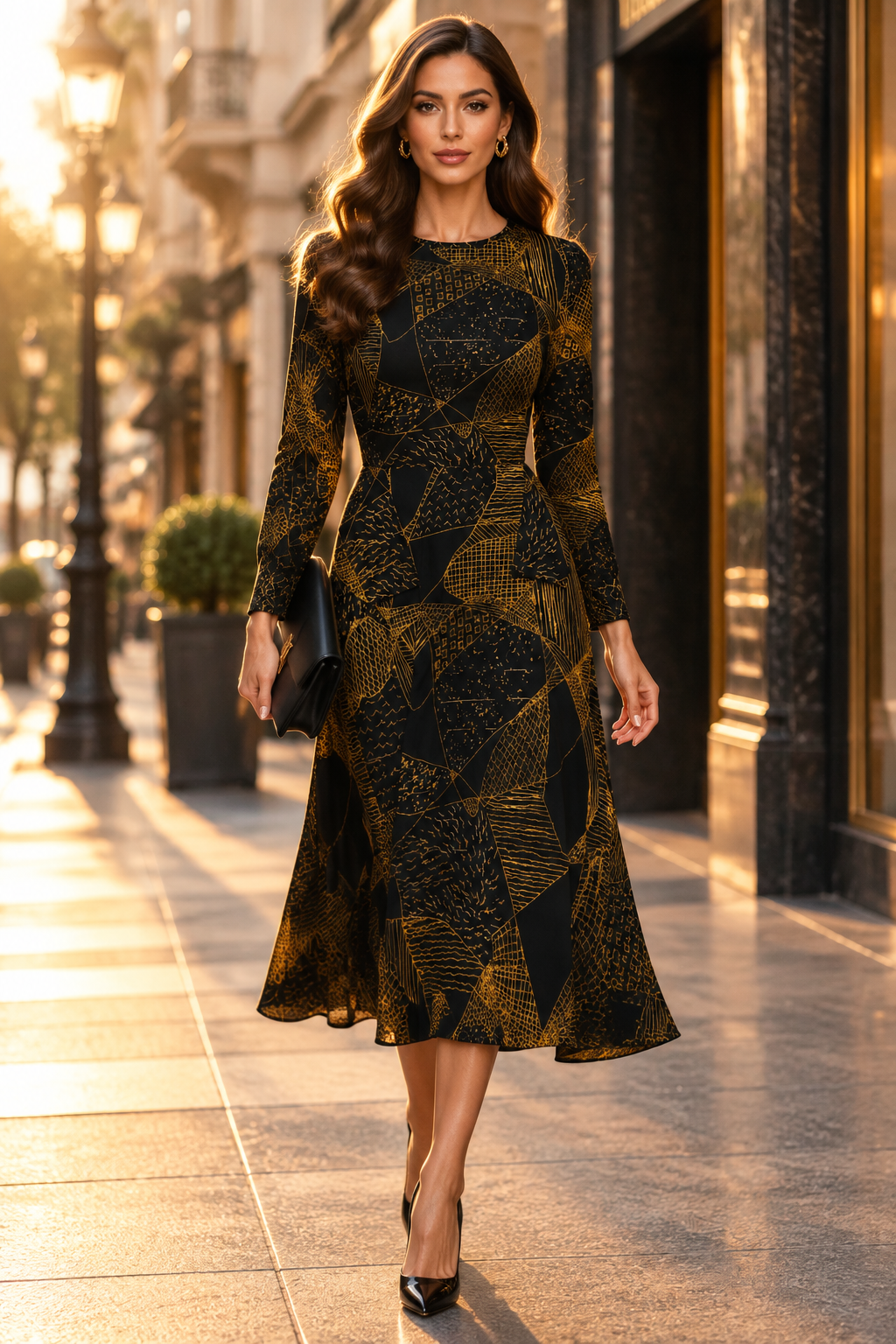 Original Hand-Drawn Art Midi Dress