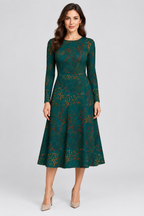 Teal green wearable art midi dress featuring original artwork