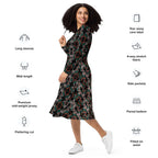 Abstract Art Dress All-Over Print Long Sleeve Midi Dress