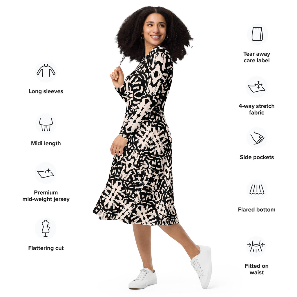 bold print midi dress urban style