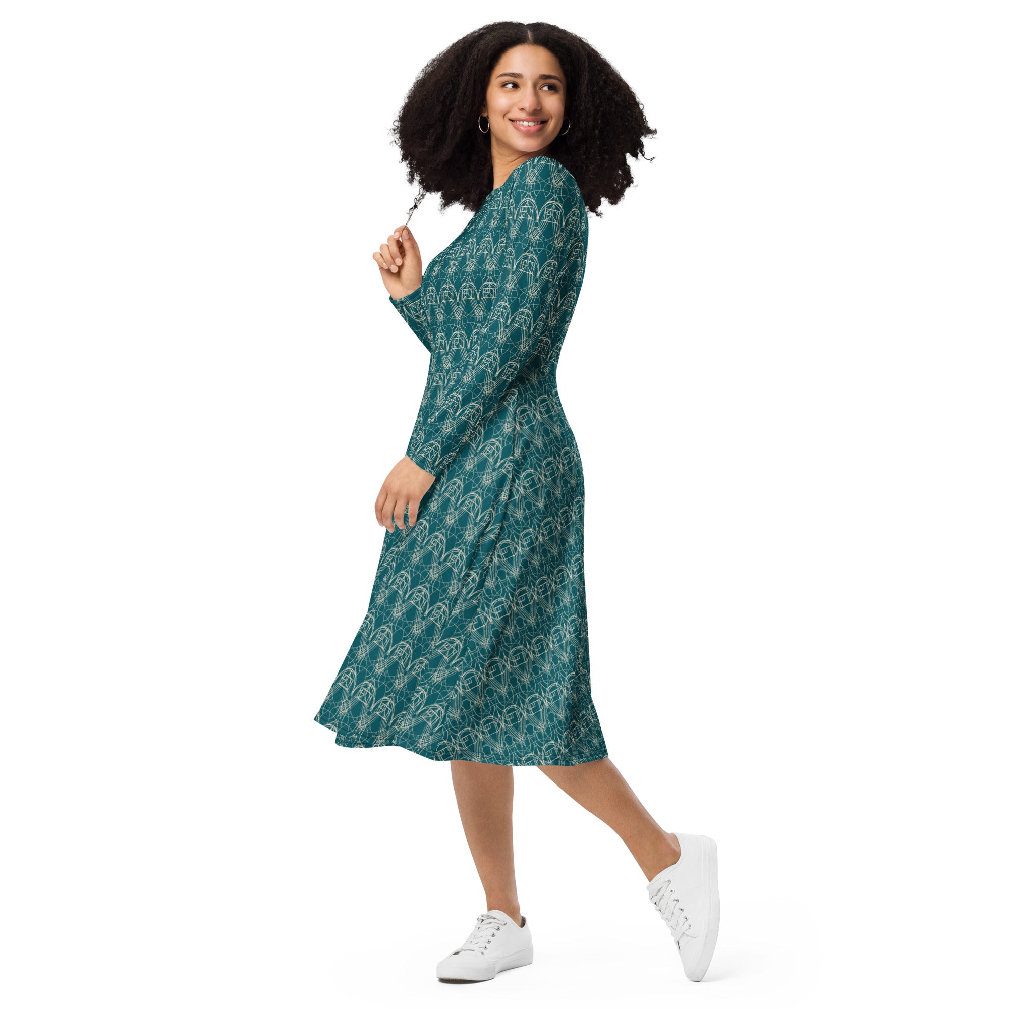 stylish party dress with geometric art