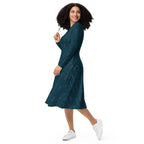bold print midi dress city lifestyle look