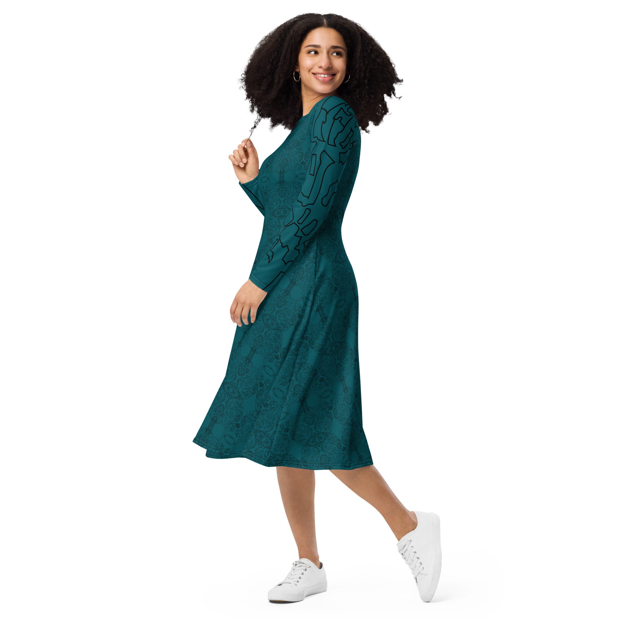 Timeless teal midi dress designed for everyday elegance