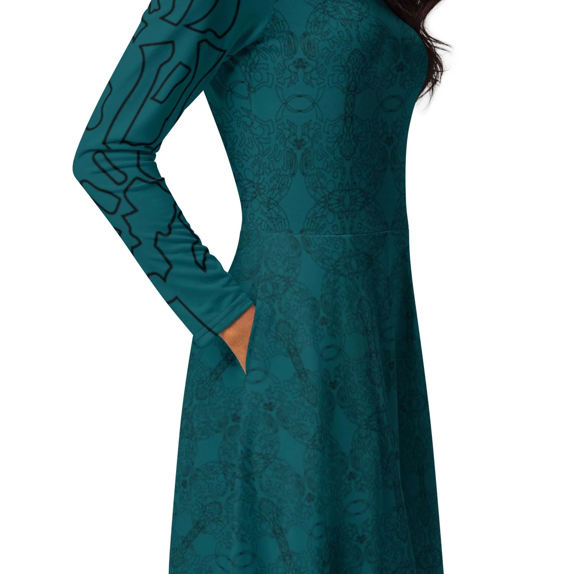 Long Sleeve Teal Dress