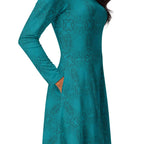 Trendy Beautiful Dress All-Over print Long Sleeve Midi Dress