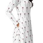 White dress with floral pattern on a white background