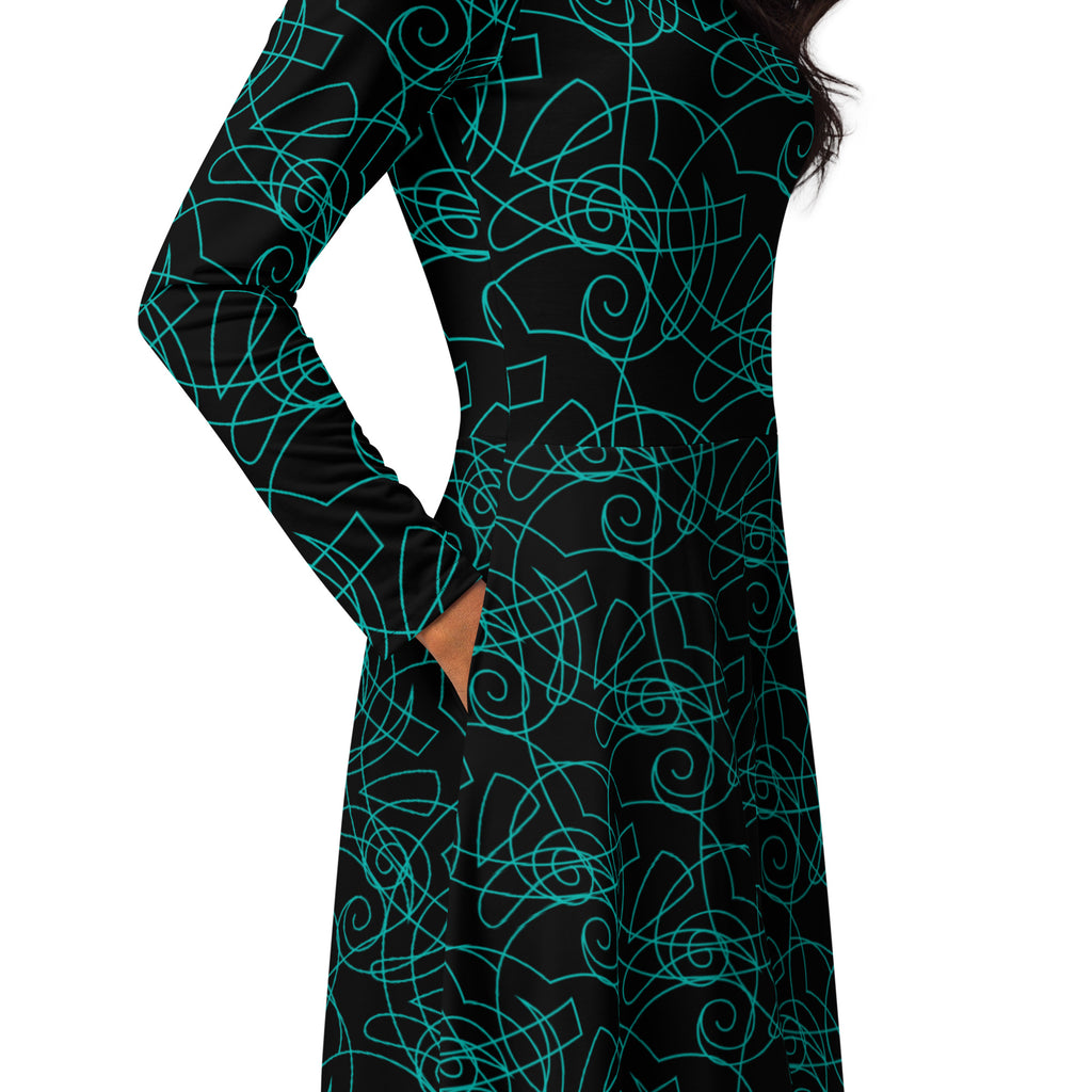 abstract print midi dress soft movement and flow