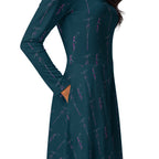 unique print midi dress side angle view