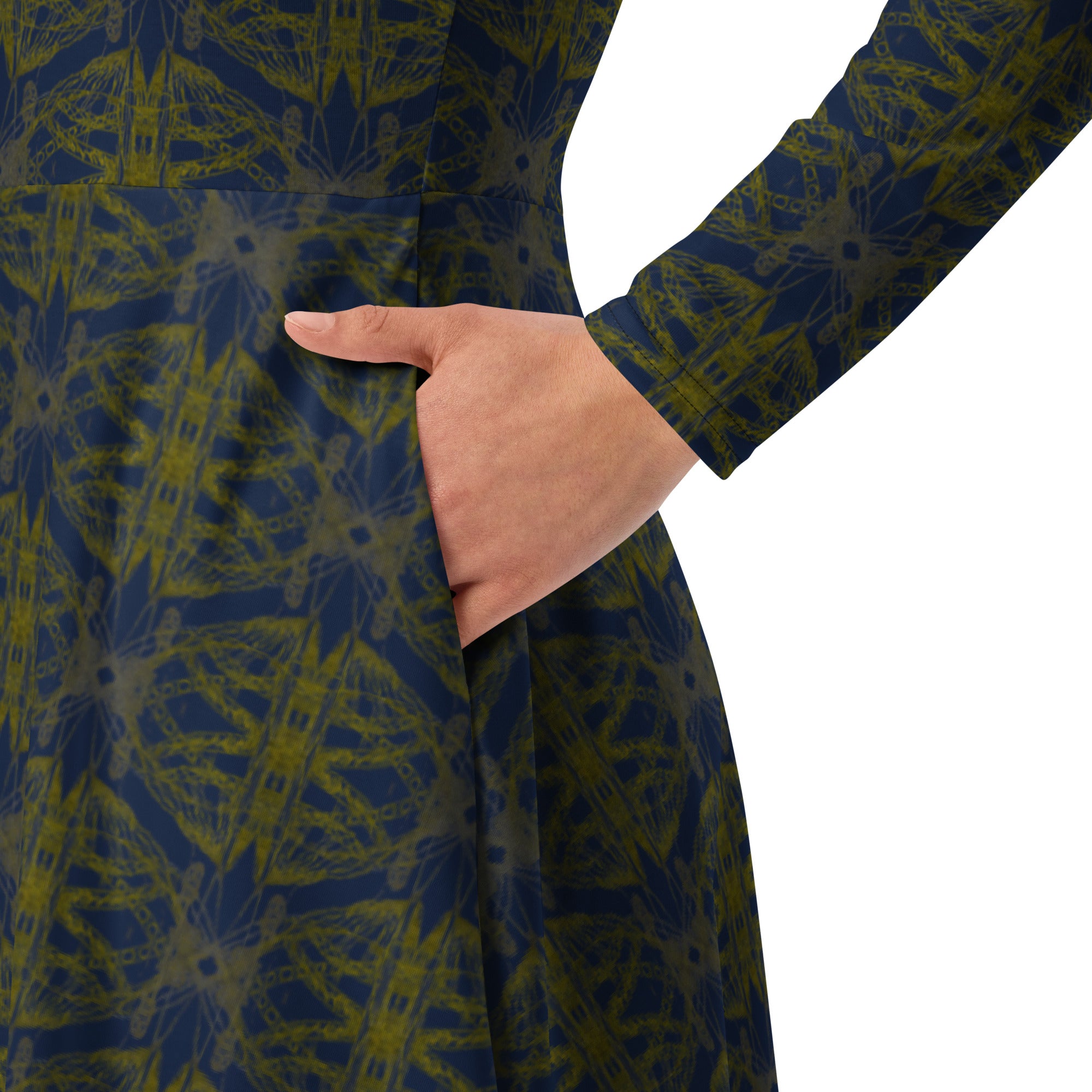 Close-up of the neckline and stitching details.
