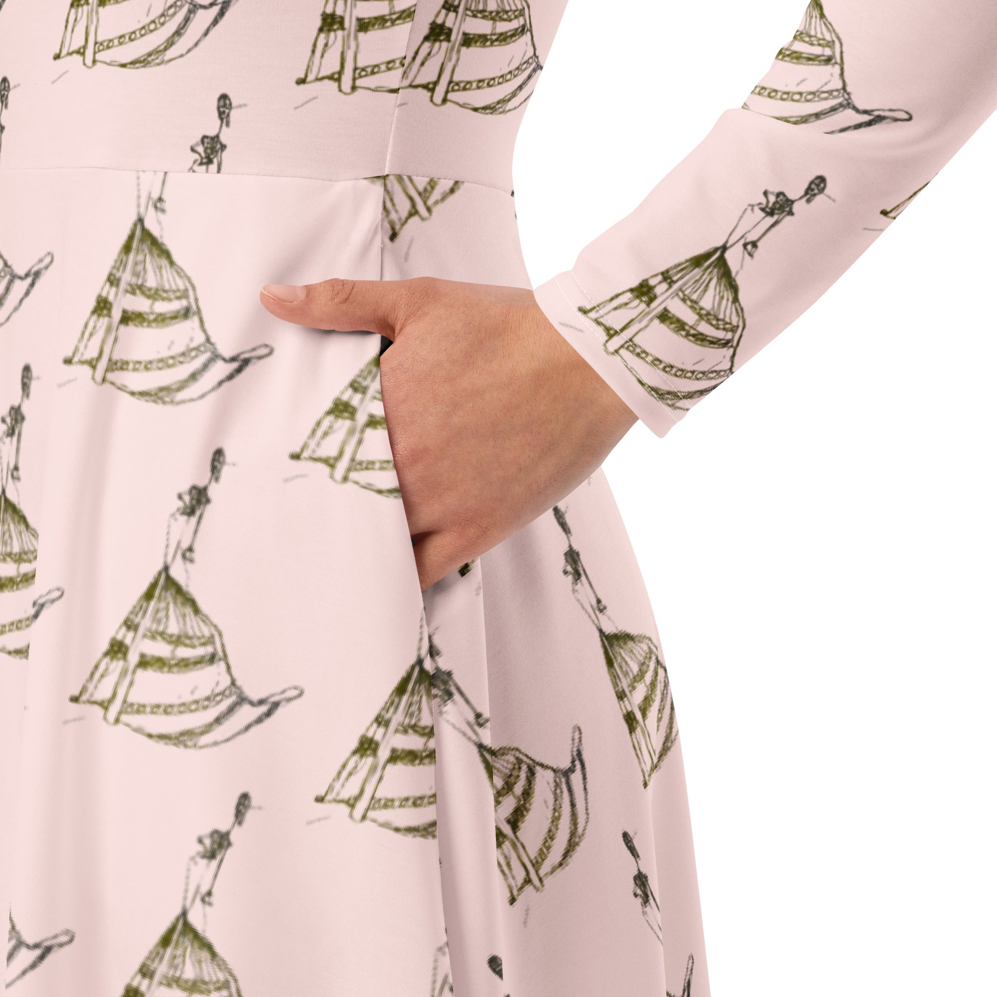 long sleeve midi dress relaxed luxury