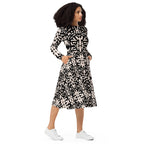 fashion forward geometric dress model pose