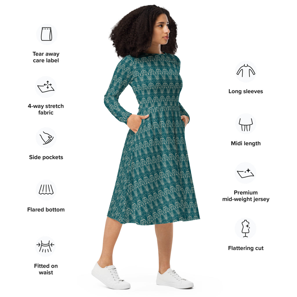 geometric evening dress city lifestyle look