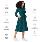 Modern women's long sleeve dress with elegant artistic detailing