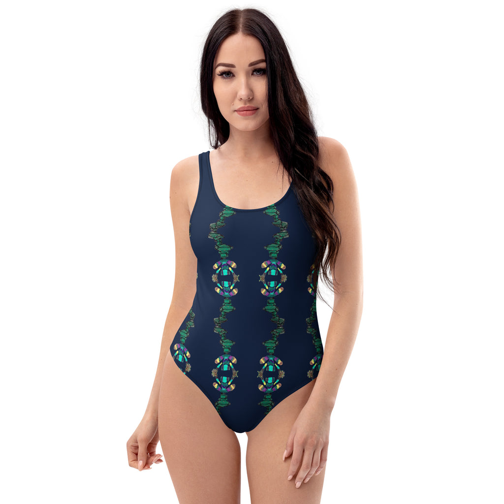 Luxury blue one-piece swimwear for women