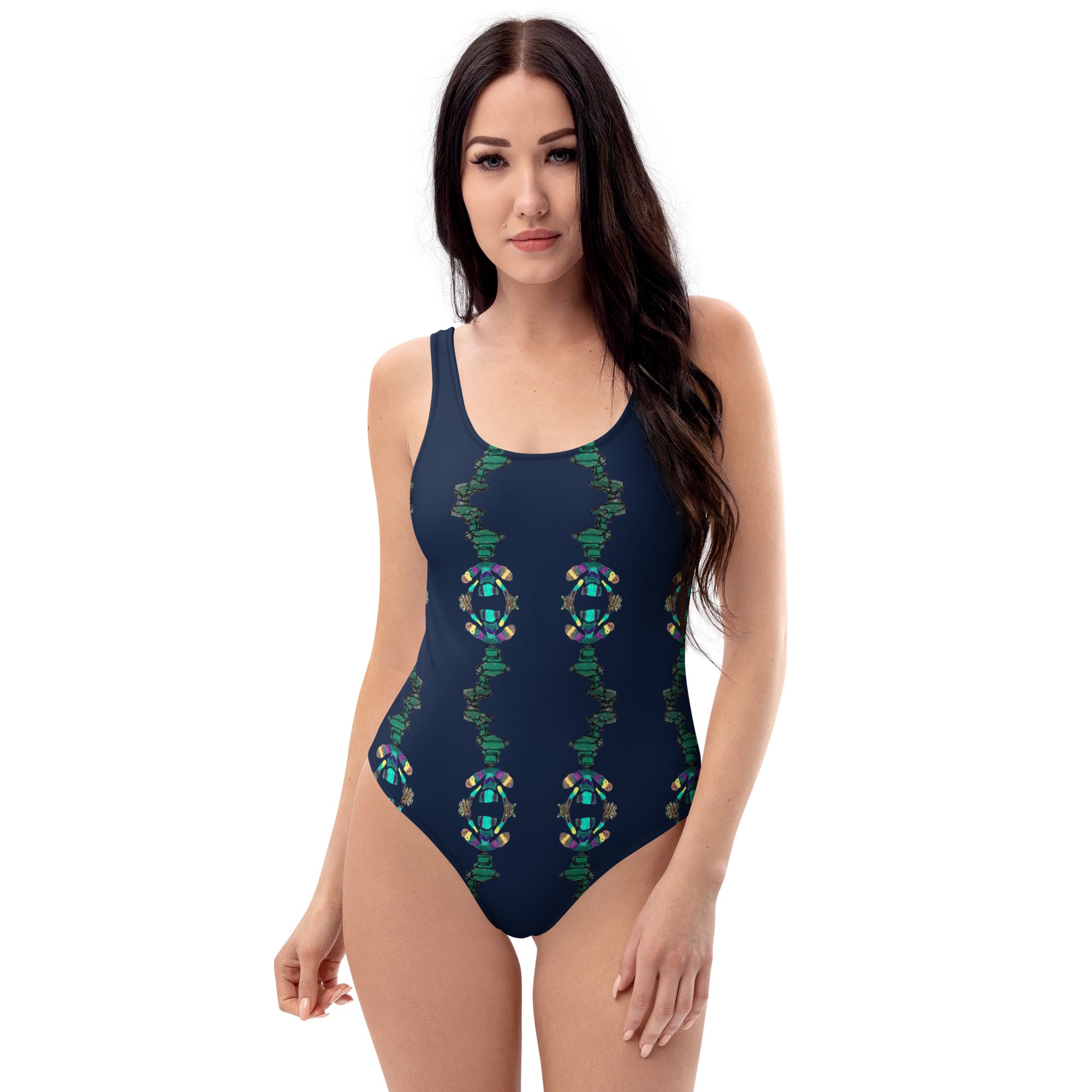 Luxury blue one-piece swimwear for women