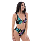High-Waist Bikini with Abstract Art Design