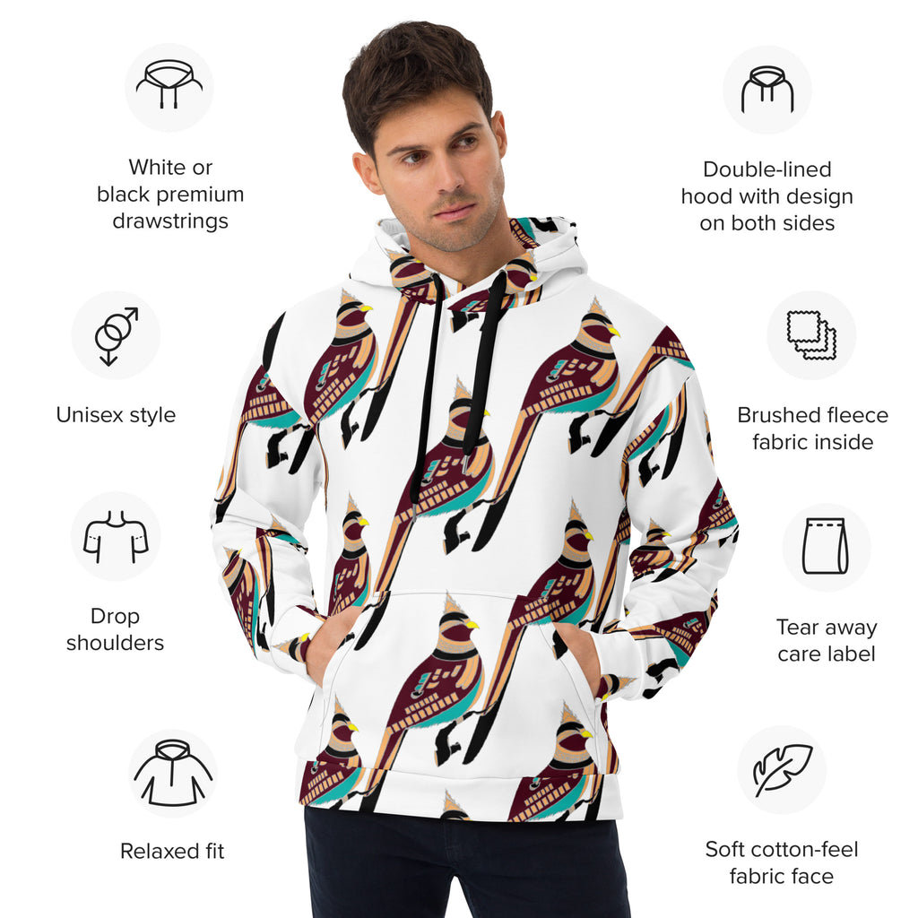 Bird Art Print Hoodie for Women