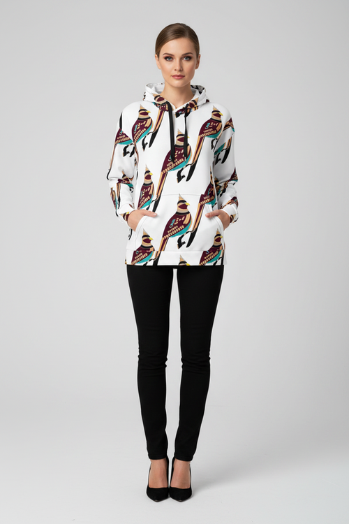 Bird Art Print Hoodie for Women