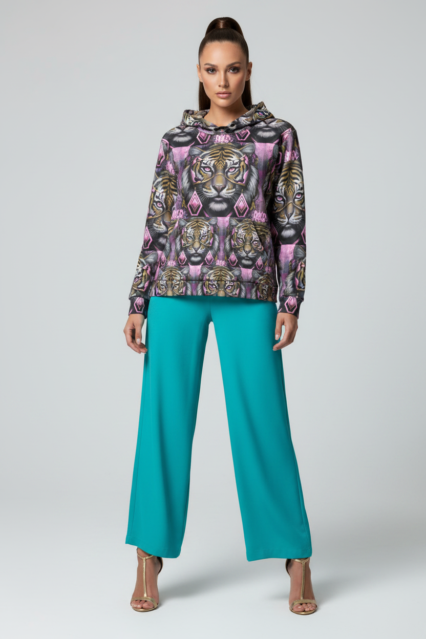 Geometric Tiger Print Hoodie