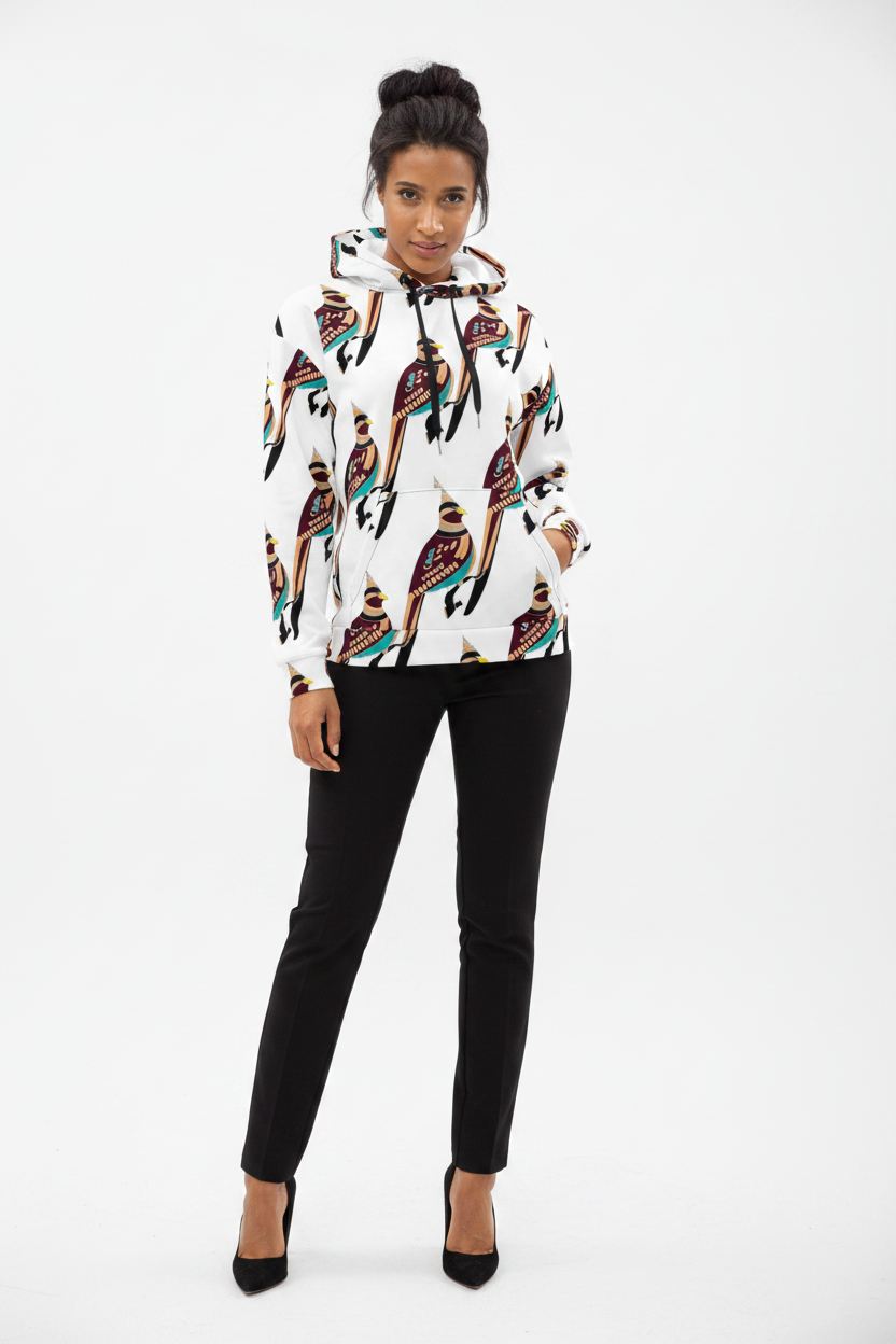 Bird Art Print Hoodie for Women