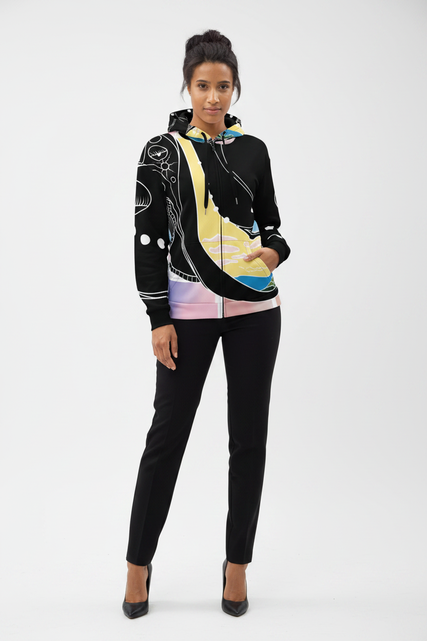 Trendy Artistic Print Hoodie