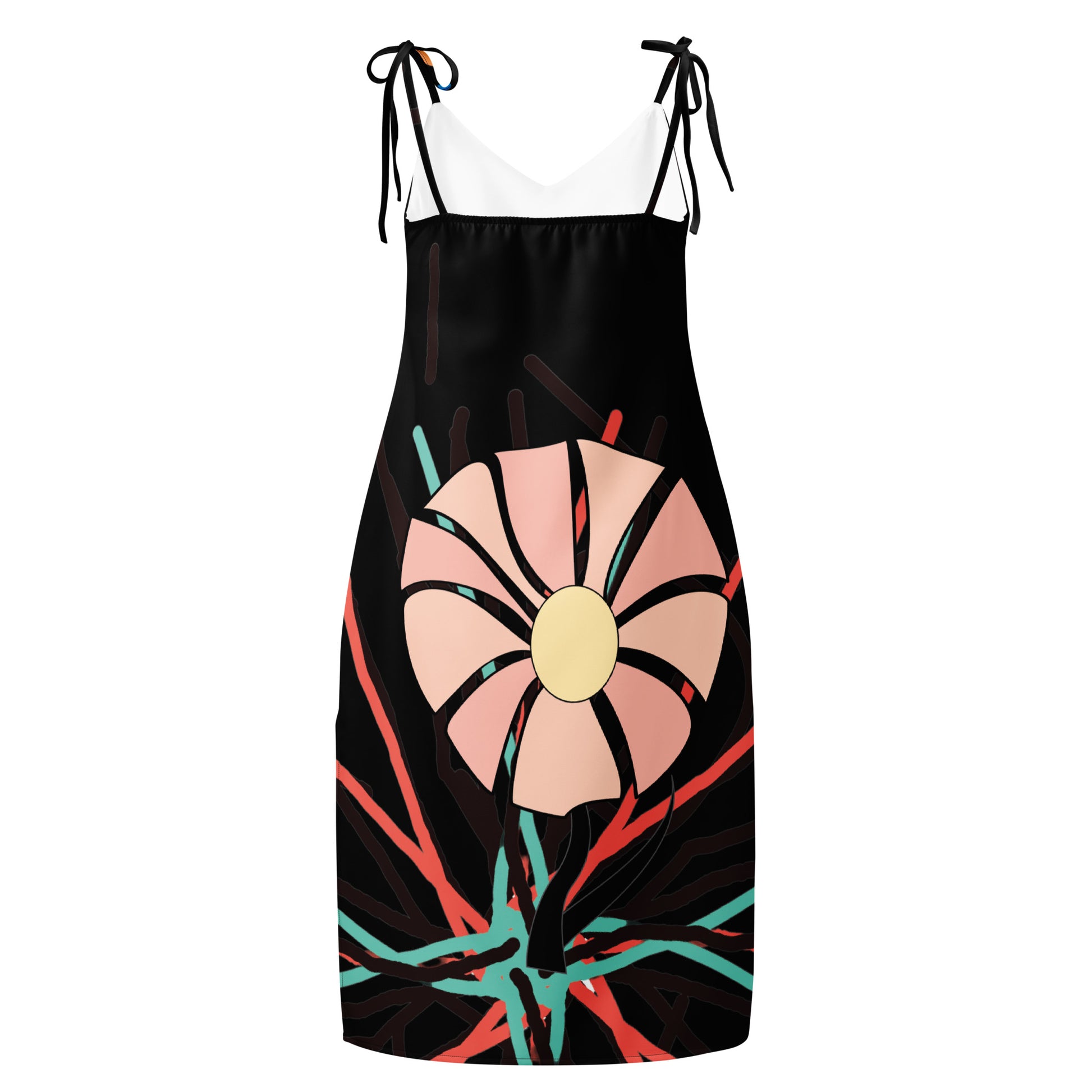 Shot focusing on the bottom of the dress, highlighting the high side slit and the hemline.