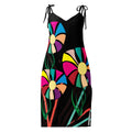 A shot of the dress laid flat, showcasing the entire pattern and shape.