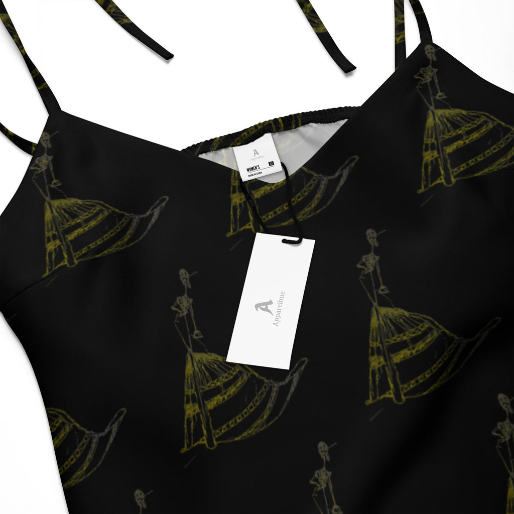 Elegant printed midi dress close up