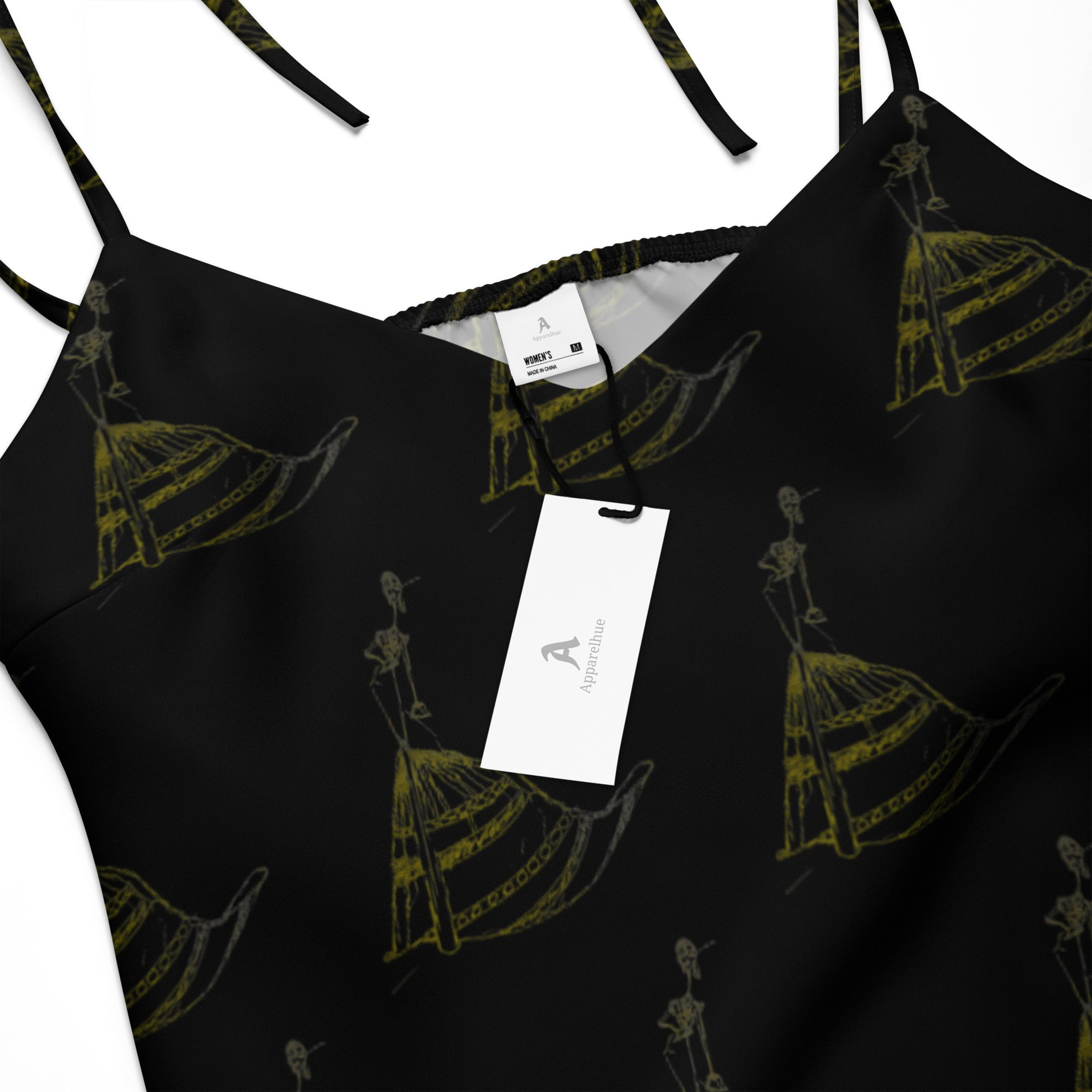 Elegant printed midi dress close up