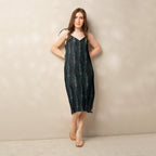 Elegant printed midi dress close up