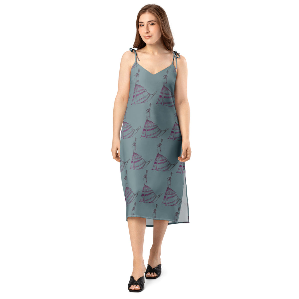 Aurora tie strap midi dress front view