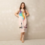 Elegant midi dress with adjustable tie straps