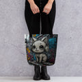 unique cat illustration shopper bag