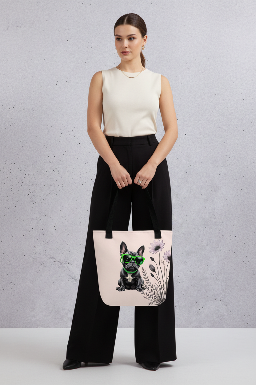 French Bulldog Floral Tote Bag