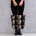 Detailed view of the bold, fade-resistant ink used on the Apparelhue eco-friendly canvas tote.