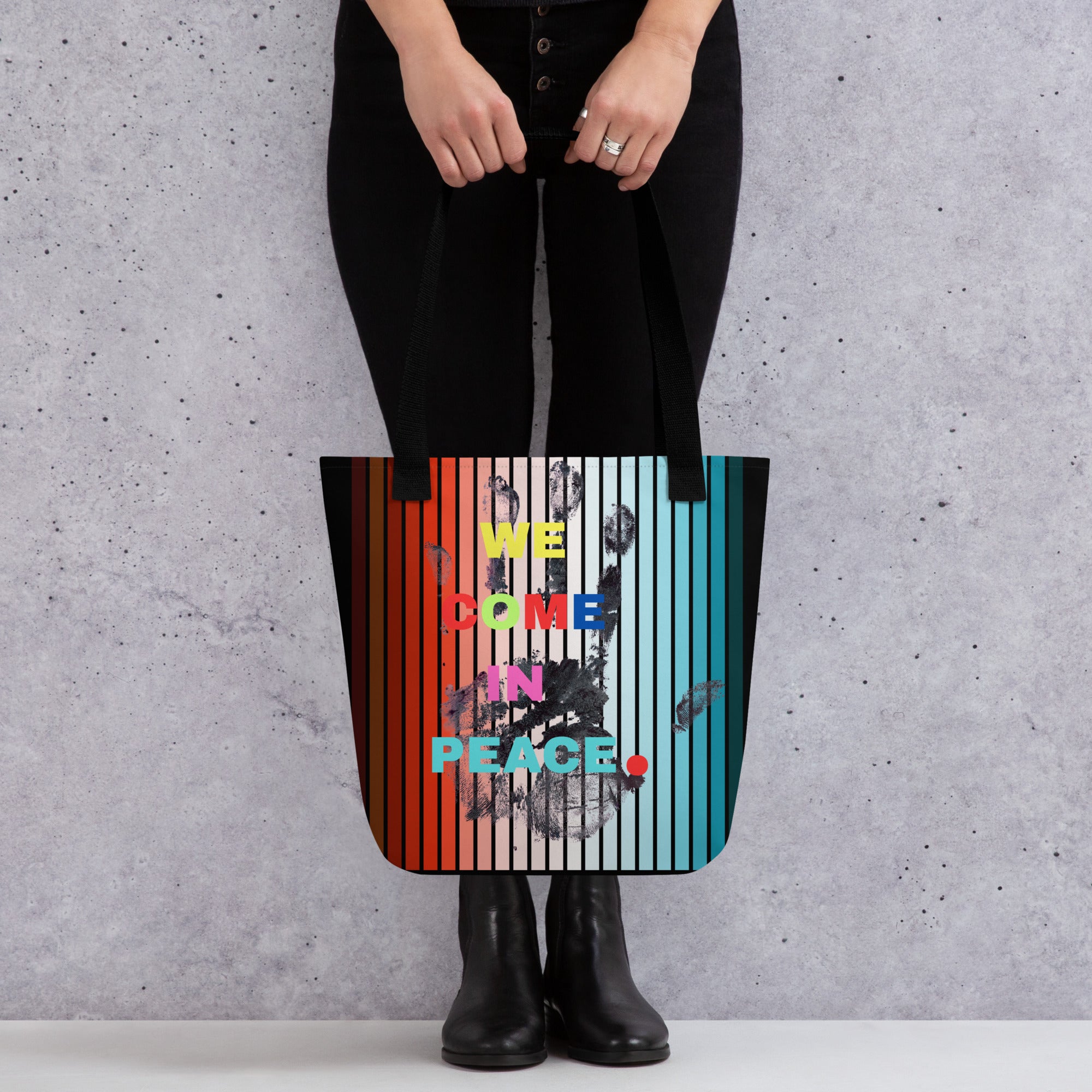Apparelhue Peace Message Cotton Tote - Durable Daily Shoulder Bag with Graphic Print