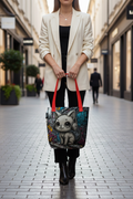 Cute Cat with Headphones Tote Bag