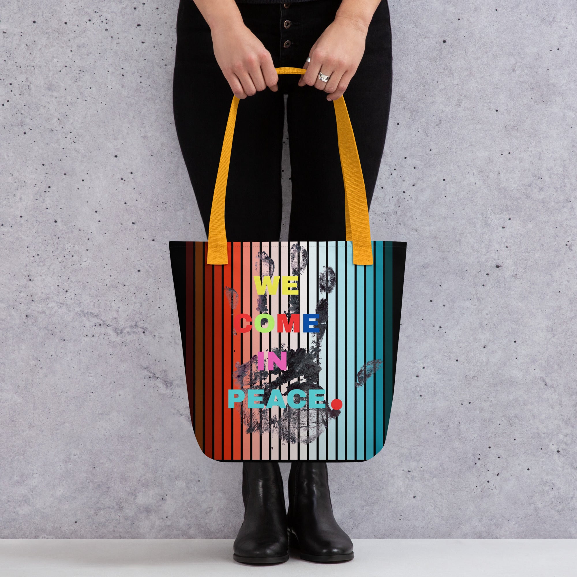 Statement All Over Print Tote - We Come In Peace Sustainable Fashion Bag