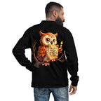 Lifestyle shot of a man wearing the Apparelhue owl bomber jacket with black jeans.
