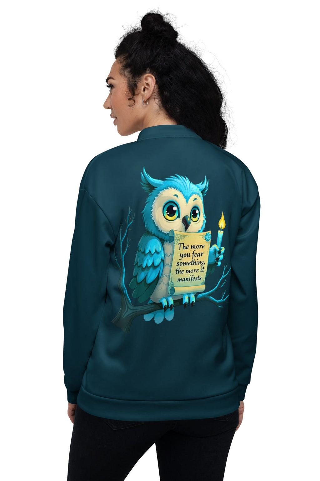Styled outfit idea with owl bomber jacket streetwear vibe