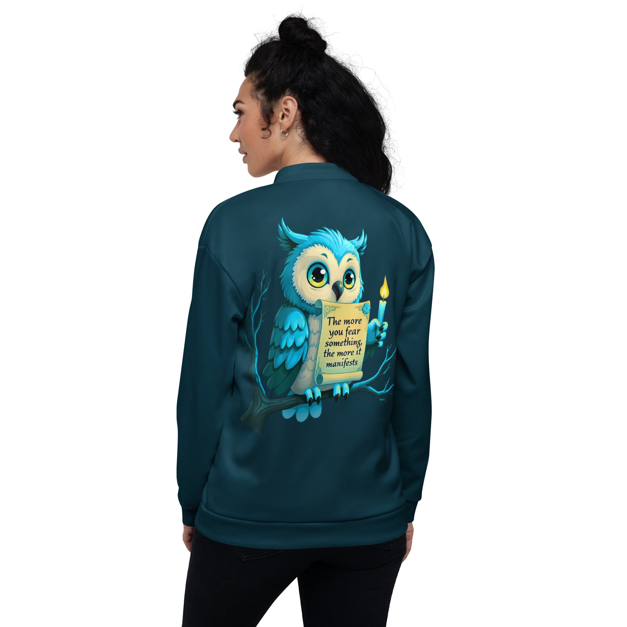 Styled outfit idea with owl bomber jacket streetwear vibe