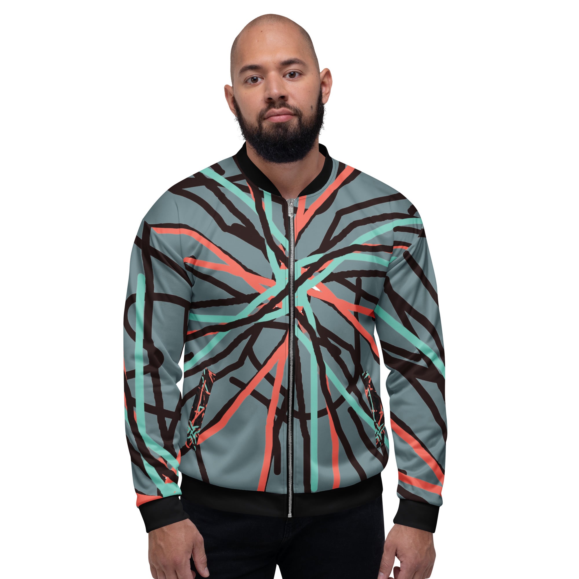  art bomber jacket showing the classic silhouette and elasticised hem.