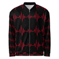 Apparelhue branding label inside the neck of the white heartbeat bomber jacket.