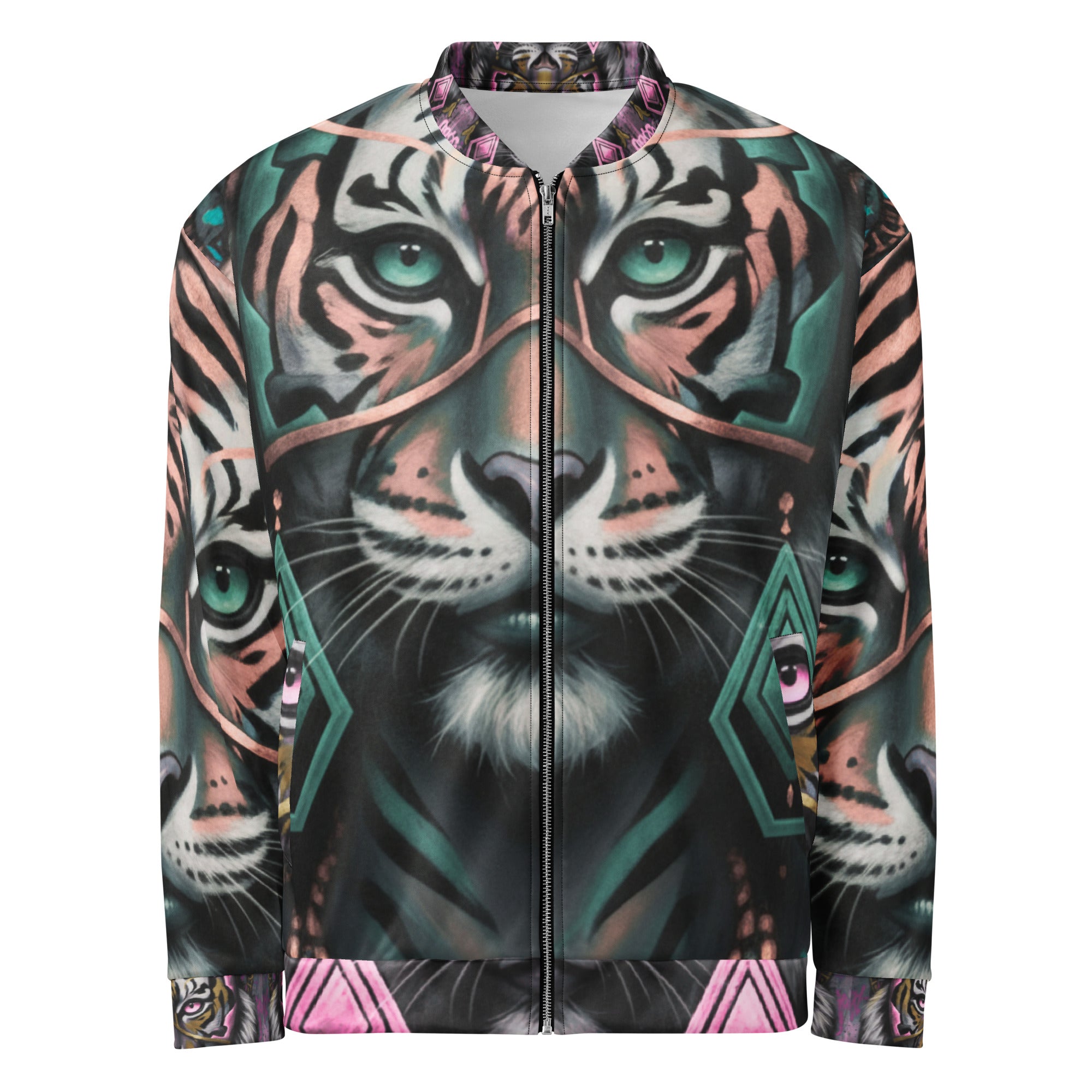 Aesthetic trendy artistic tiger jacket front view
