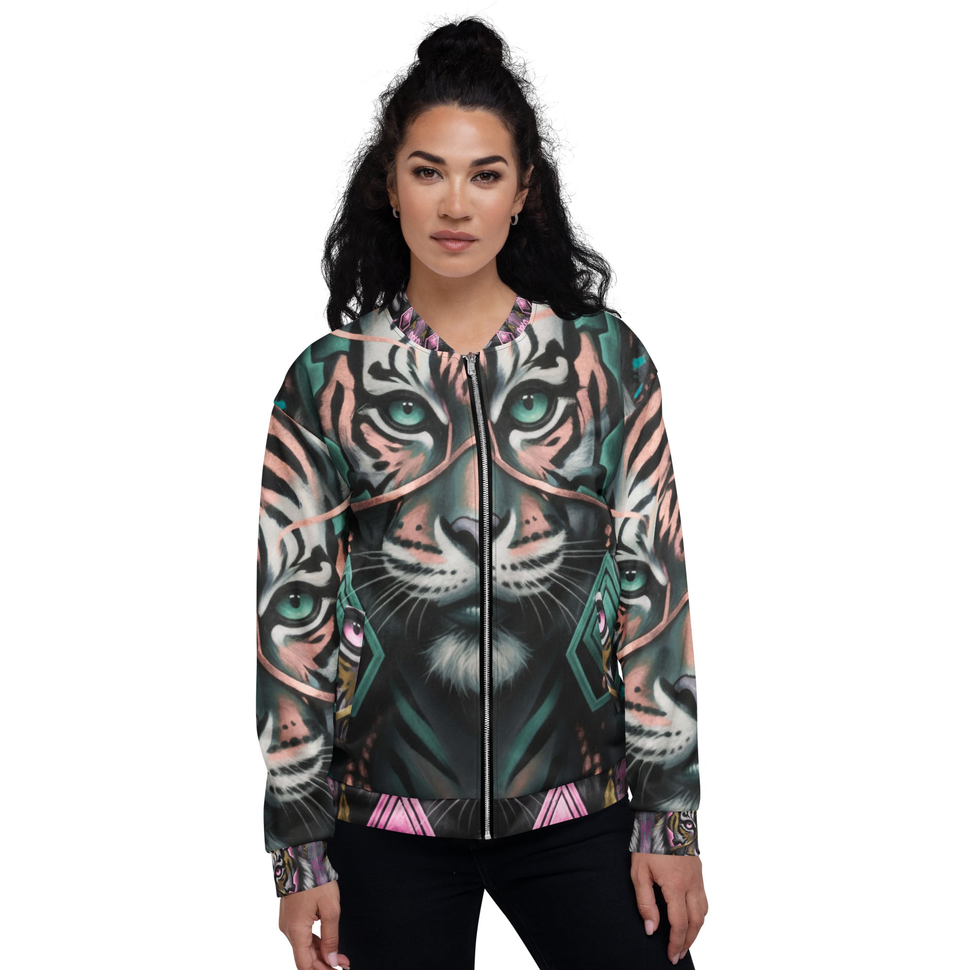 Bold graphic tiger print streetwear jacket