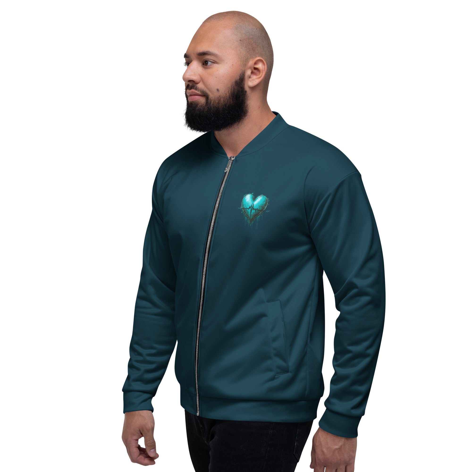 Owl bomber jacket sleeve and hem stitching detail