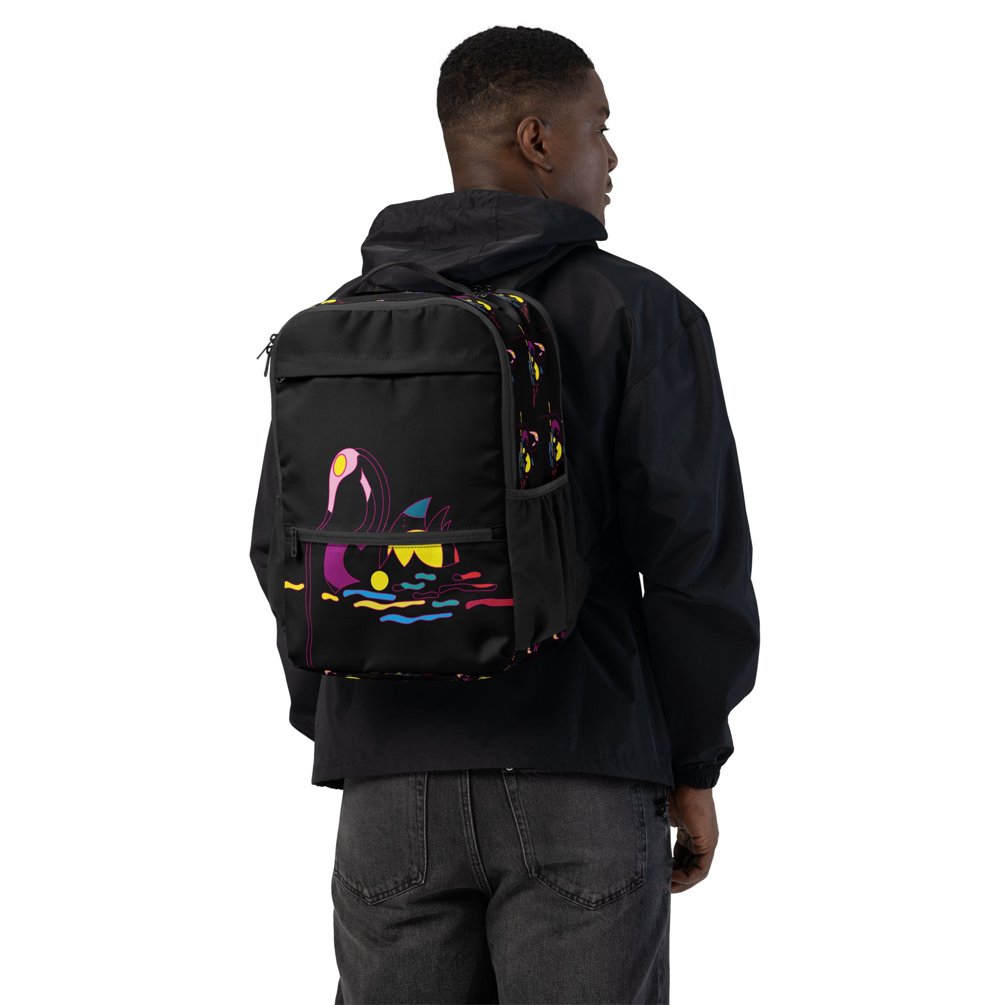 Detail shot of the reinforced metal zippers on the Apparel Hue Art bag.